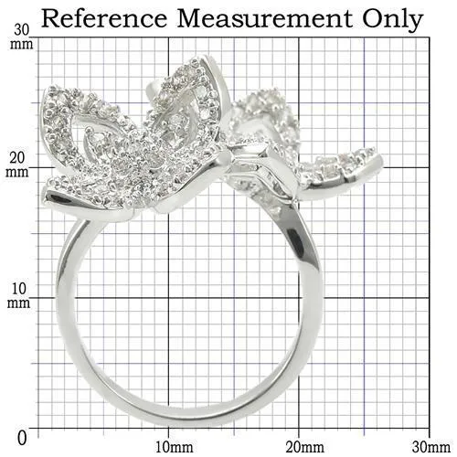 Rhodium Brass Ring with AAA Grade CZ in Clear for Women Style 0W336