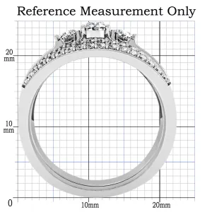 Rhodium Brass Ring with AAA Grade CZ in Clear for Women Style 1W162