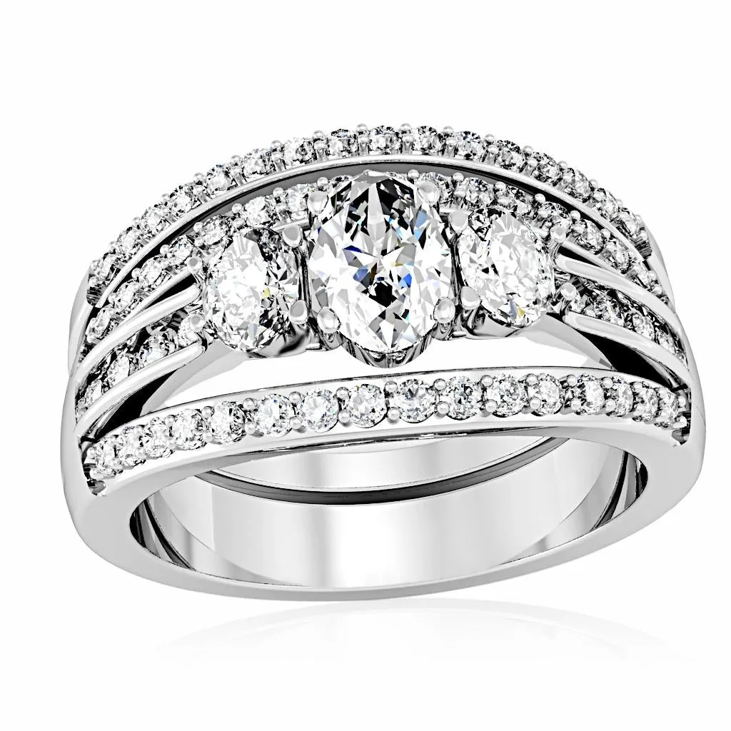 Rhodium Brass Ring with AAA Grade CZ in Clear for Women Style 1W162