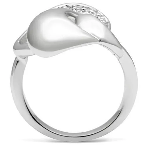 Rhodium Brass Ring with AAA Grade CZ in Clear for Women Style 3W237