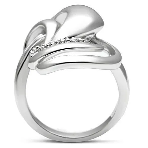 Rhodium Brass Ring with AAA Grade CZ in Clear for Women Style 3W237