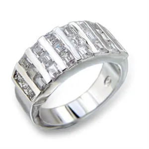 Rhodium Brass Ring with AAA Grade CZ in Clear for Women Style 413602