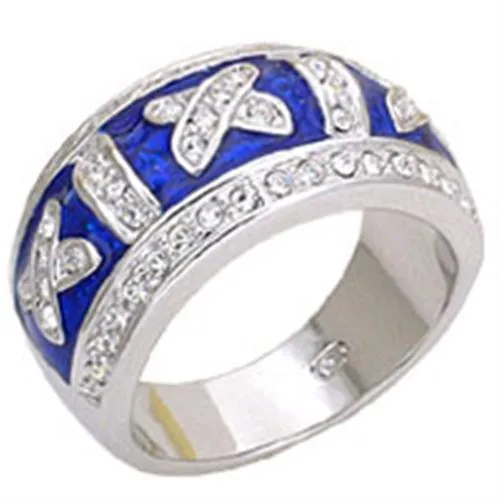 Rhodium Brass Ring with Top Grade Crystal in Clear for Women Style 20829