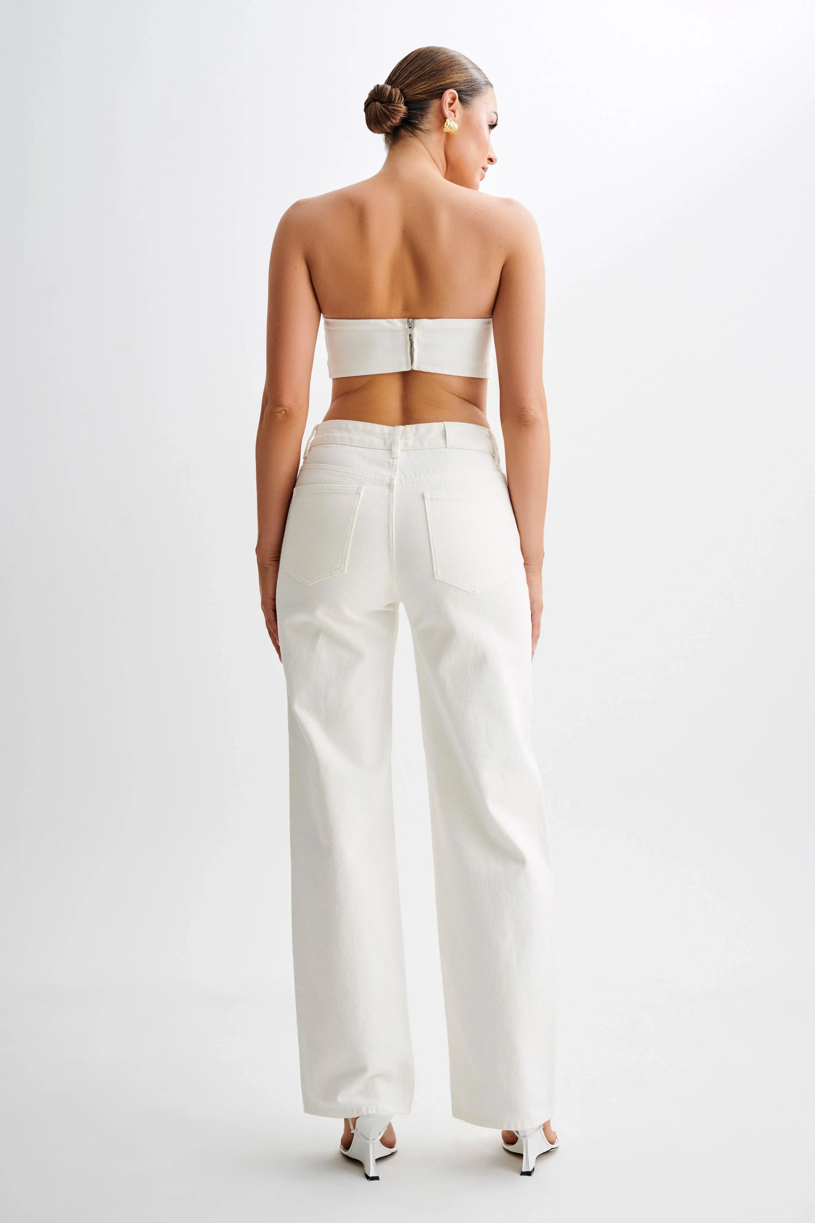 Roxy Wide Leg High Waist Denim Jeans - White