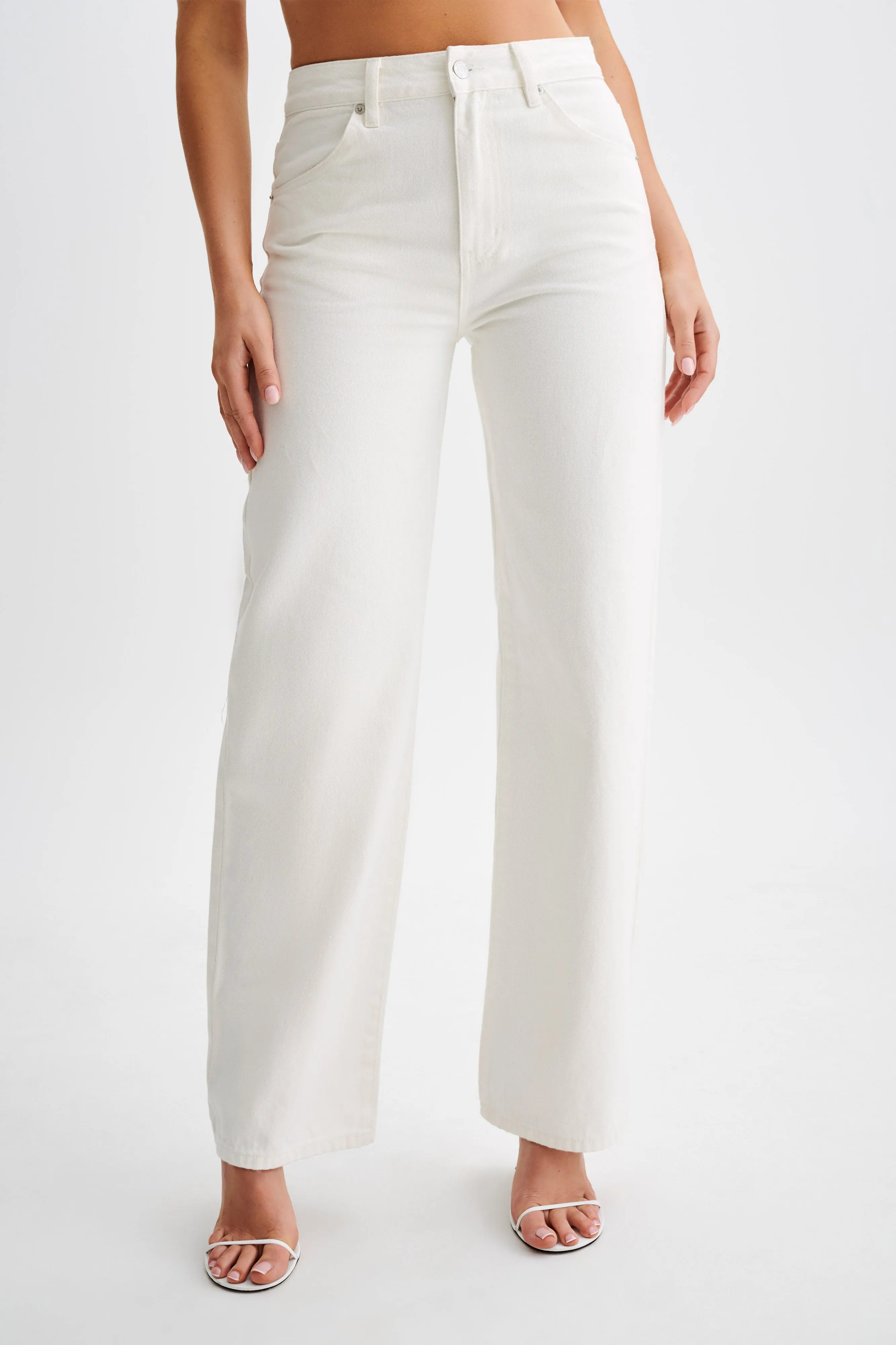 Roxy Wide Leg High Waist Denim Jeans - White