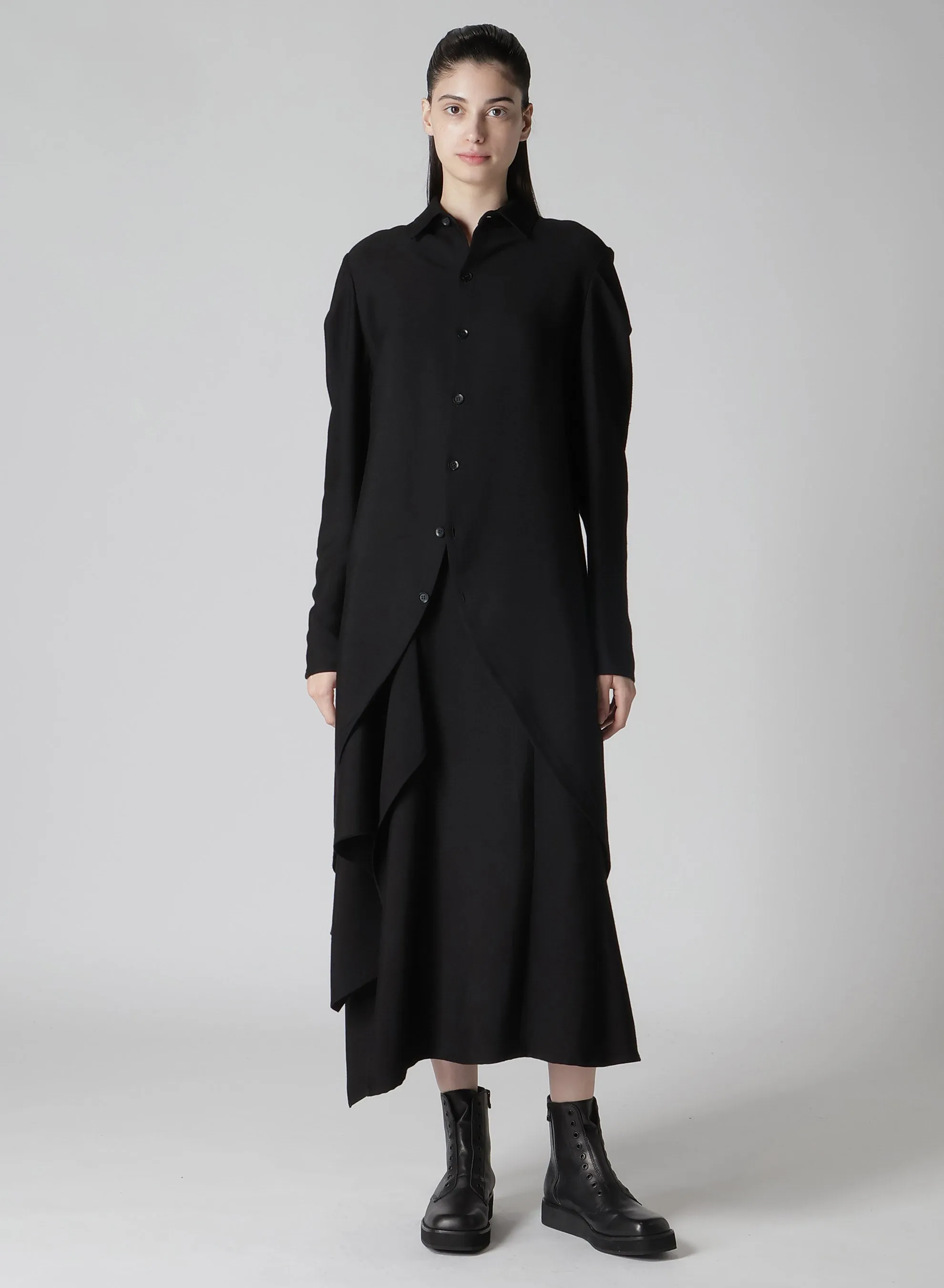 Ry/Si DOUBLE LAYER R DRAPED HIGH-WAIST SKIRT