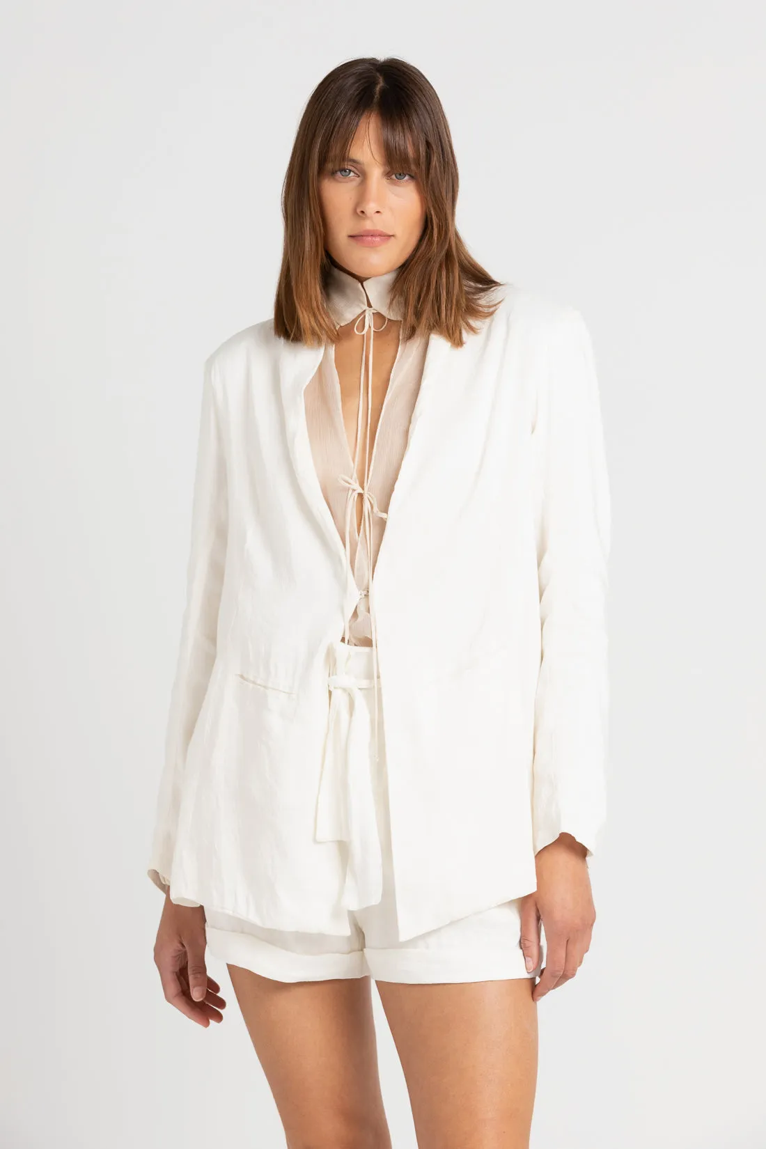 Samuel Silk Linen Blazer Ivory