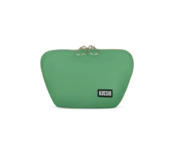 Satin Makeup Bag - Kelly Green/Navy