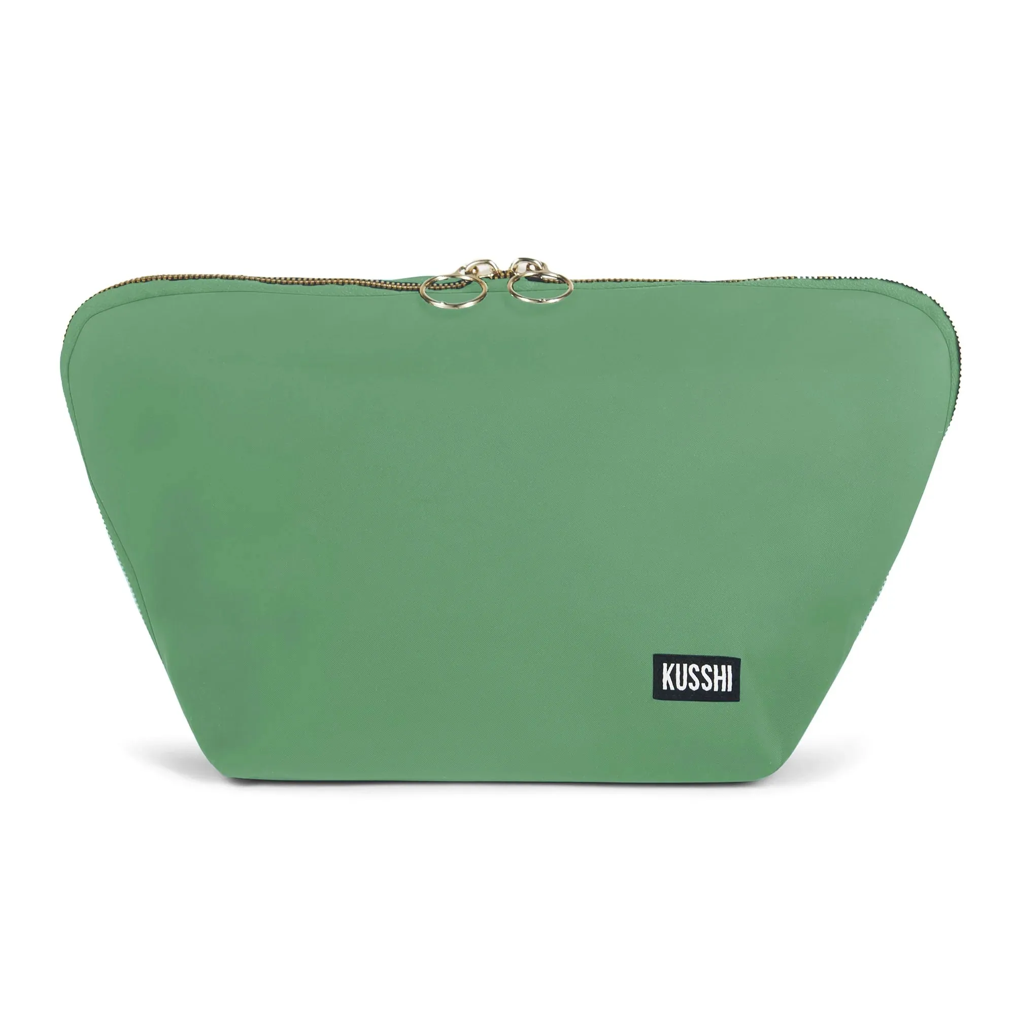 Satin Makeup Bag - Kelly Green/Navy