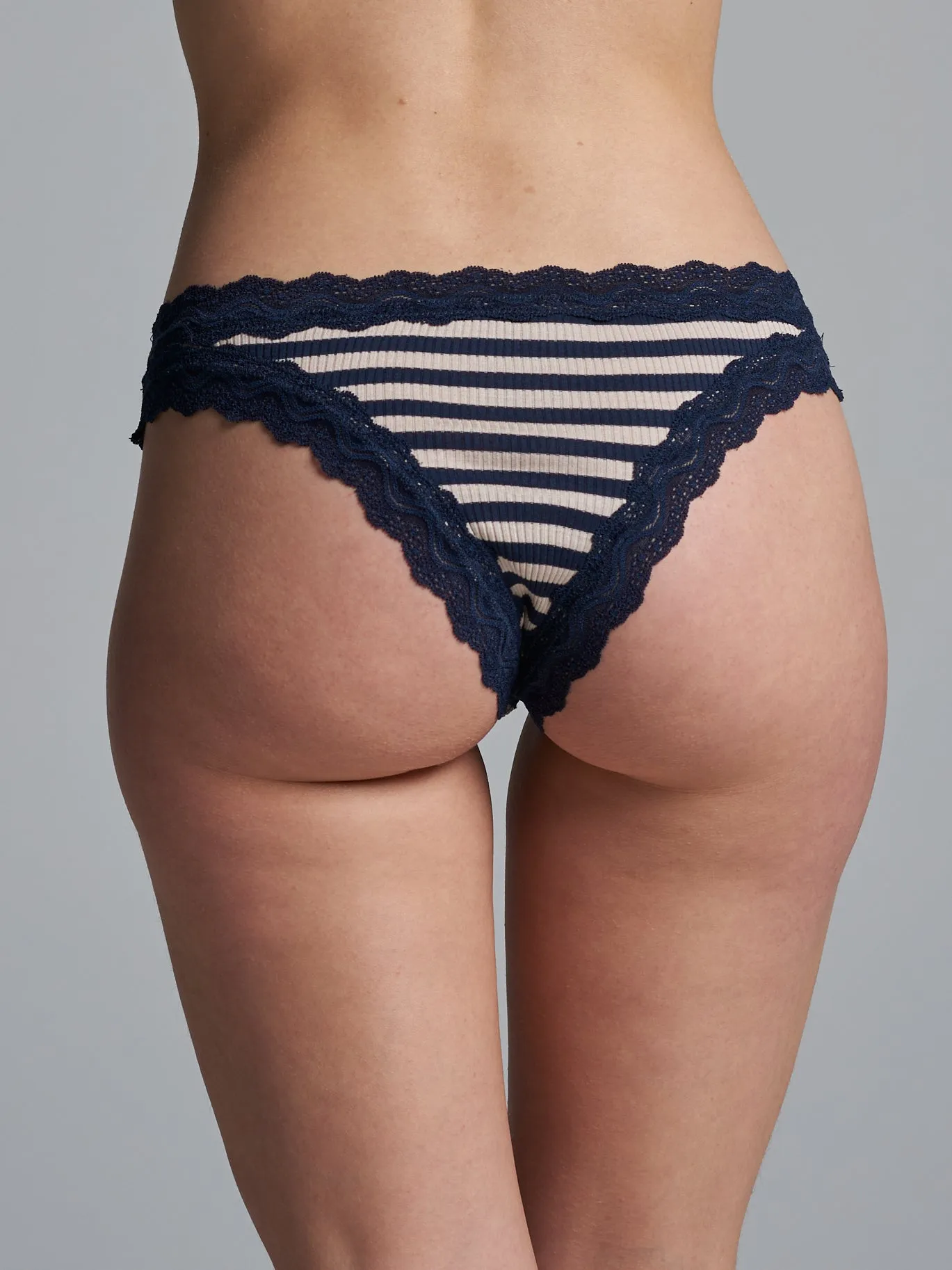 Silky Tanga | Silk 2-pack - Navy/Beige