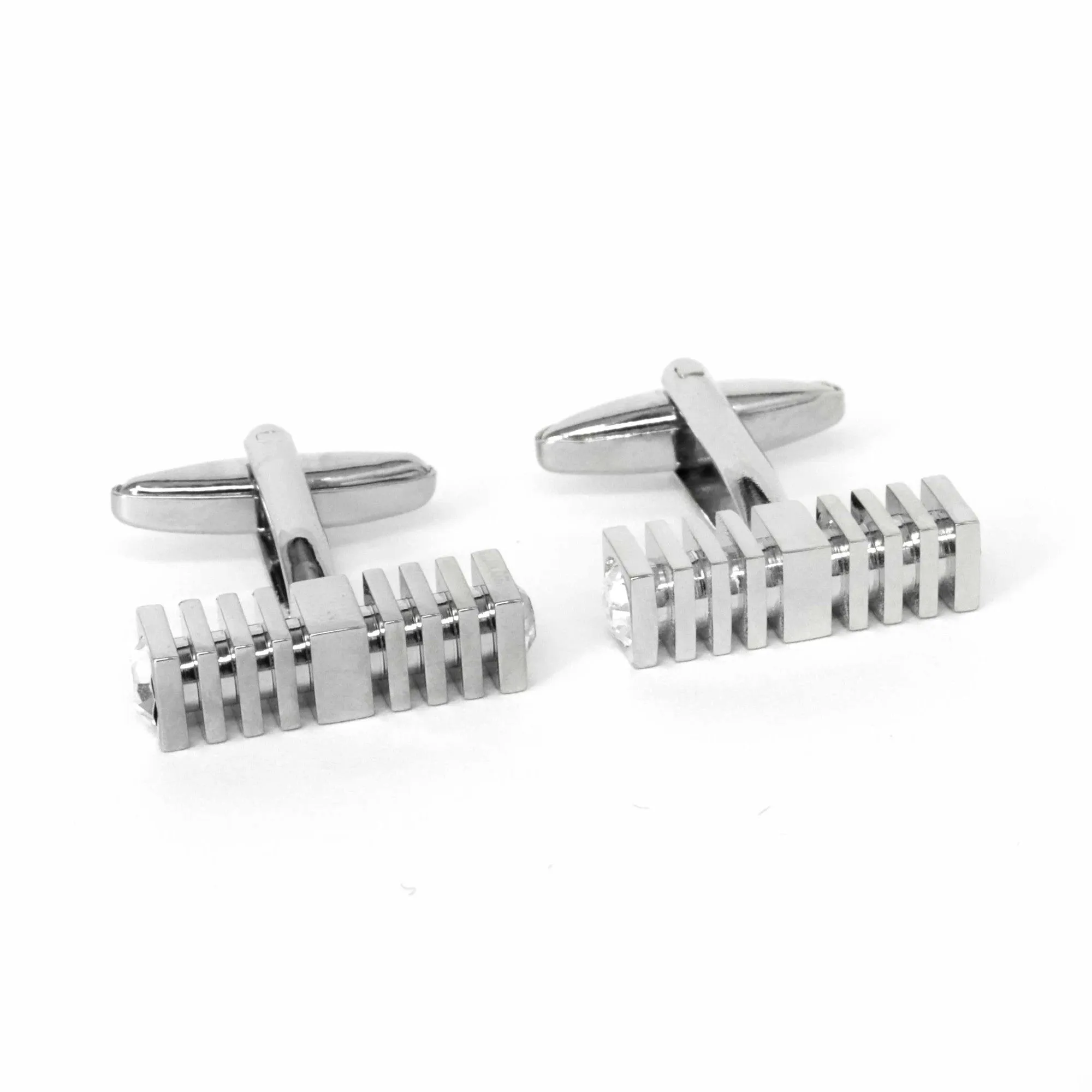 Square Rectangle Cufflinks with Crystal Details