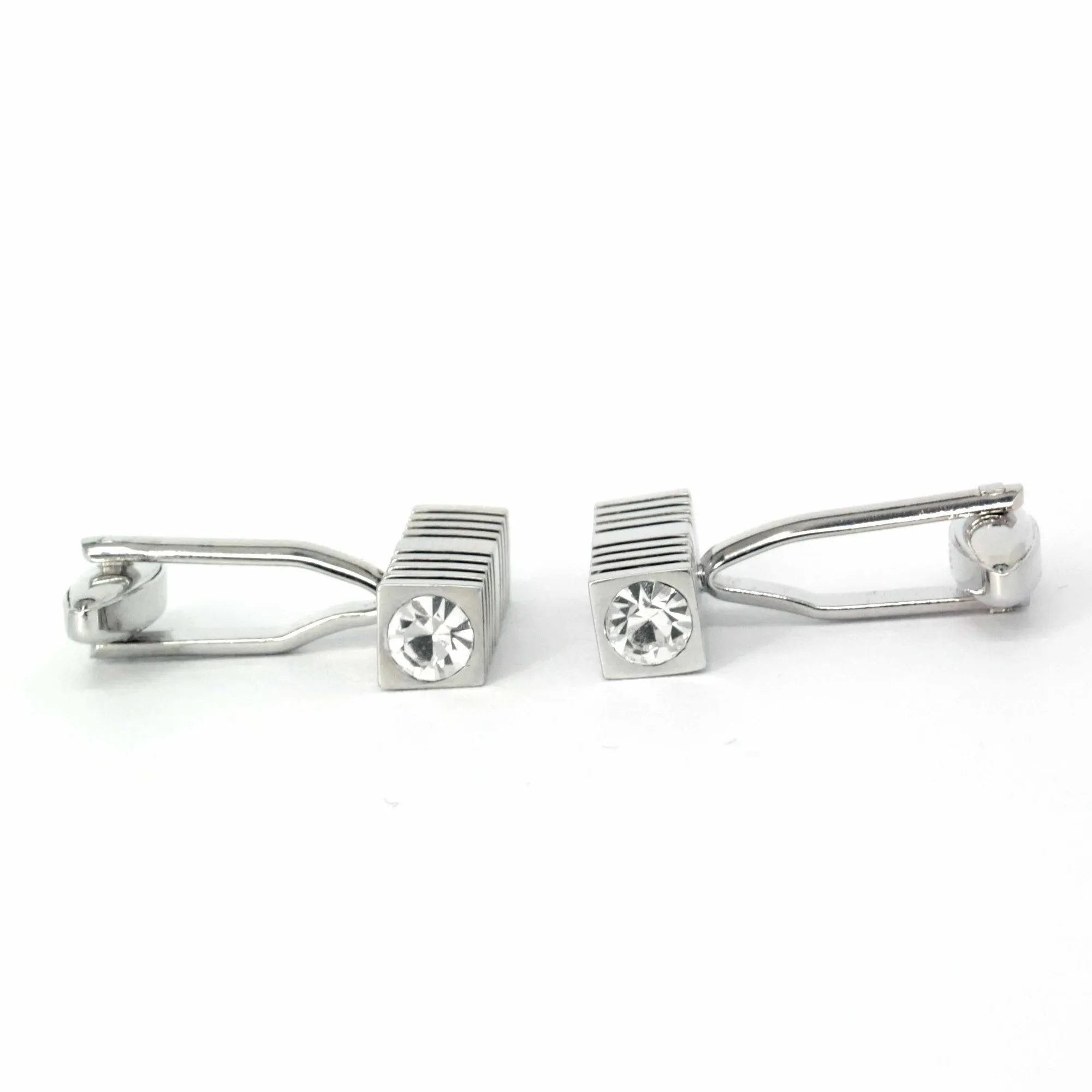 Square Rectangle Cufflinks with Crystal Details