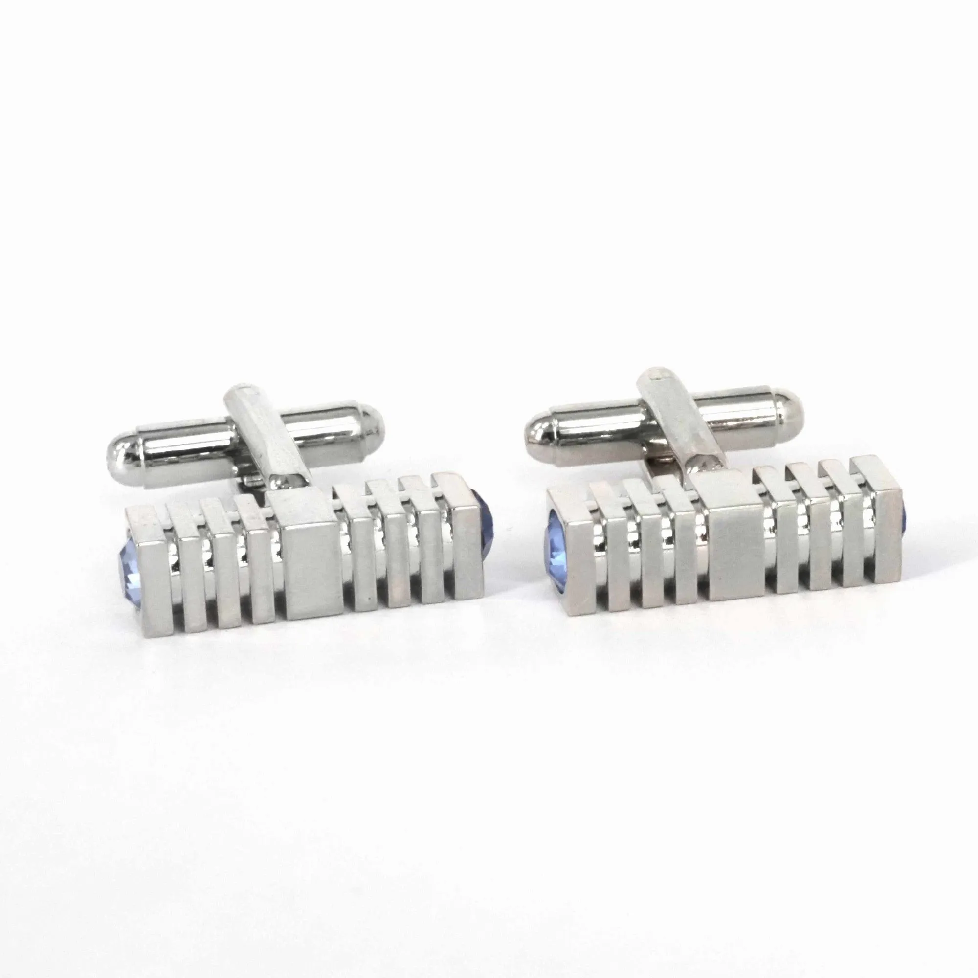 Square Rectangle Cufflinks with Crystal Details