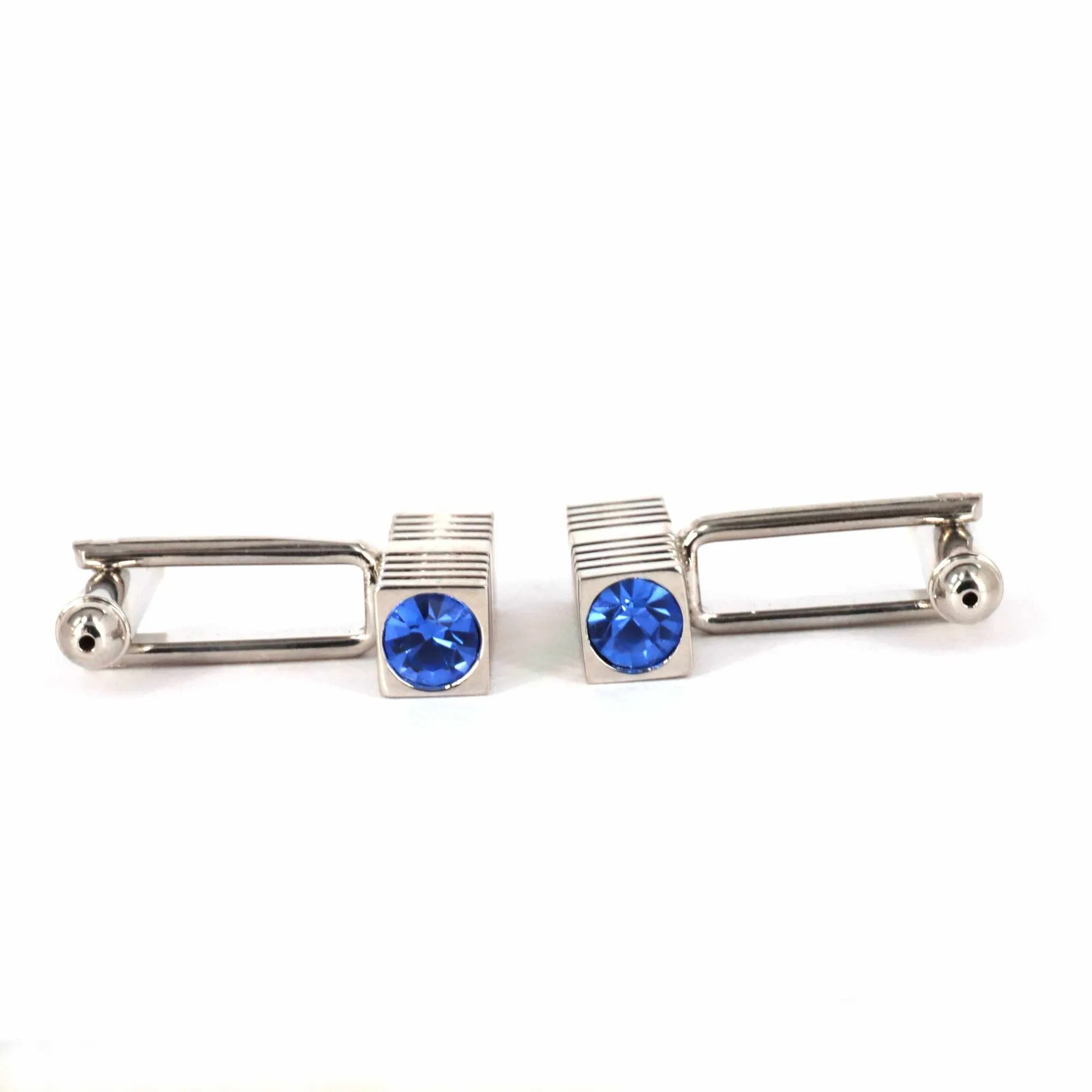 Square Rectangle Cufflinks with Crystal Details