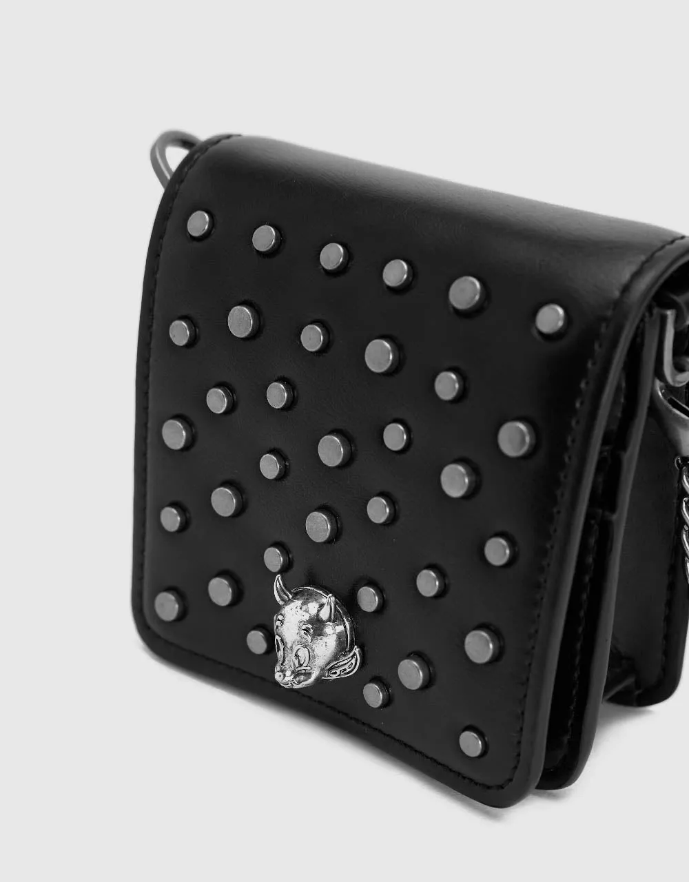 Studded Décor Vegan Leather Crossbody Bag