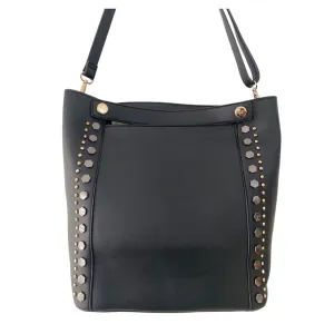 Studded Shoulder Tote Bag Black