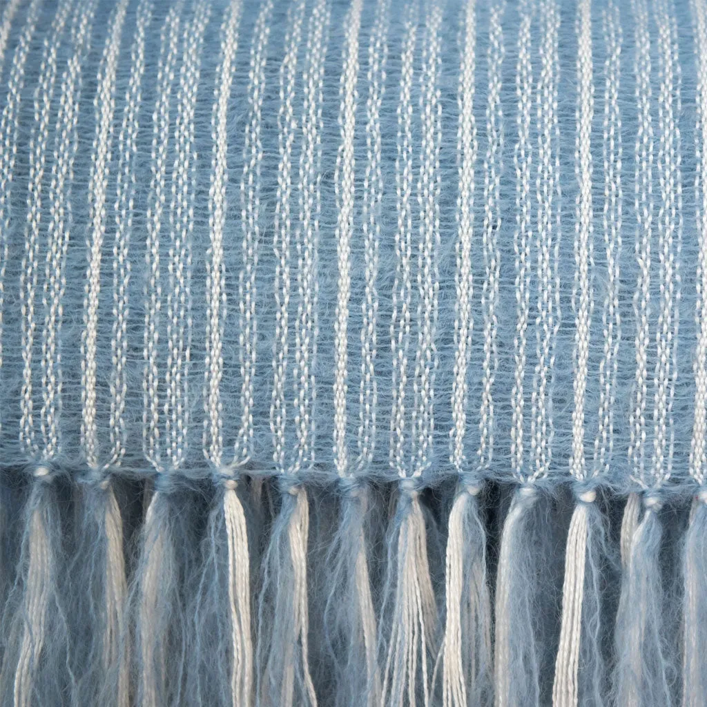 Summer Sky Blue Mohair & Silk Throw