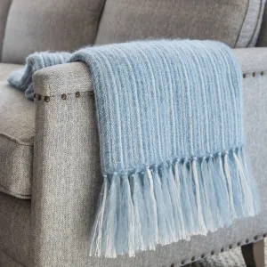 Summer Sky Blue Mohair & Silk Throw