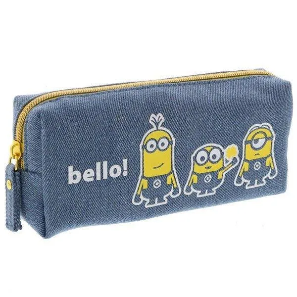 SUN-STAR Minions Pen Case Cartoon Joint Denim Pencil Case Pen Case Pencil Box Pencil Bag Light Blue