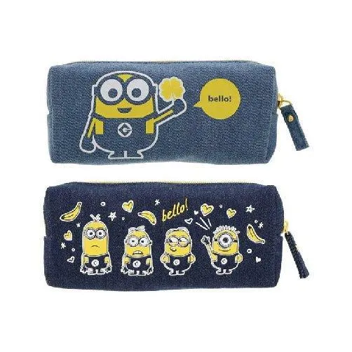 SUN-STAR Minions Pen Case Cartoon Joint Denim Pencil Case Pen Case Pencil Box Pencil Bag Light Blue