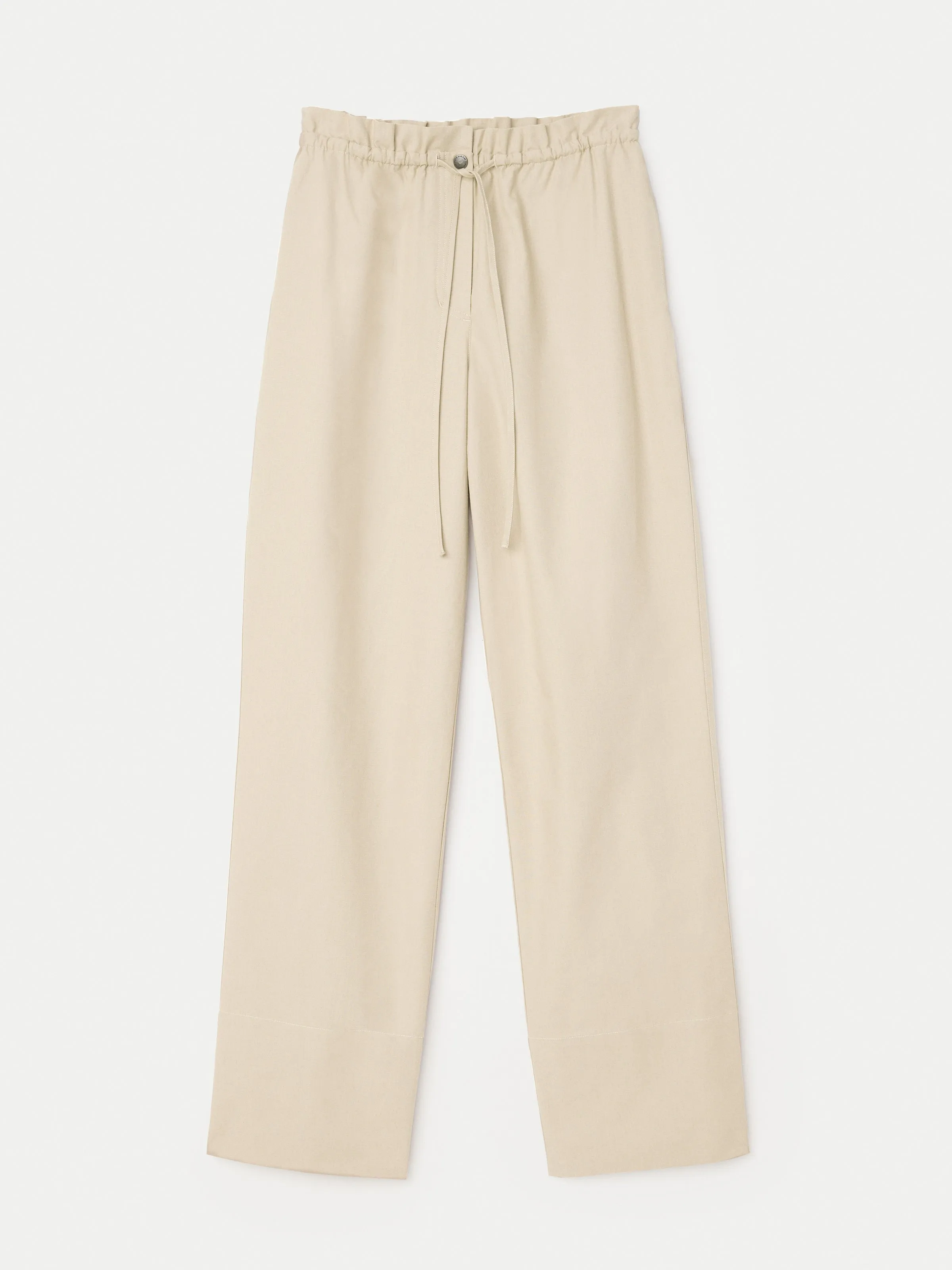 The Annie Paper Bag Loose Pant in Light Beige