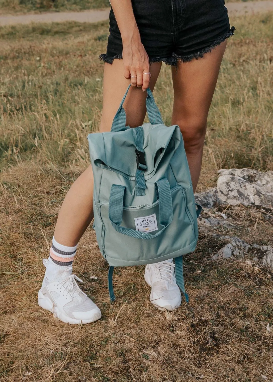 'The Everyday' Recycled Roll-Top Backpack in Sage Green