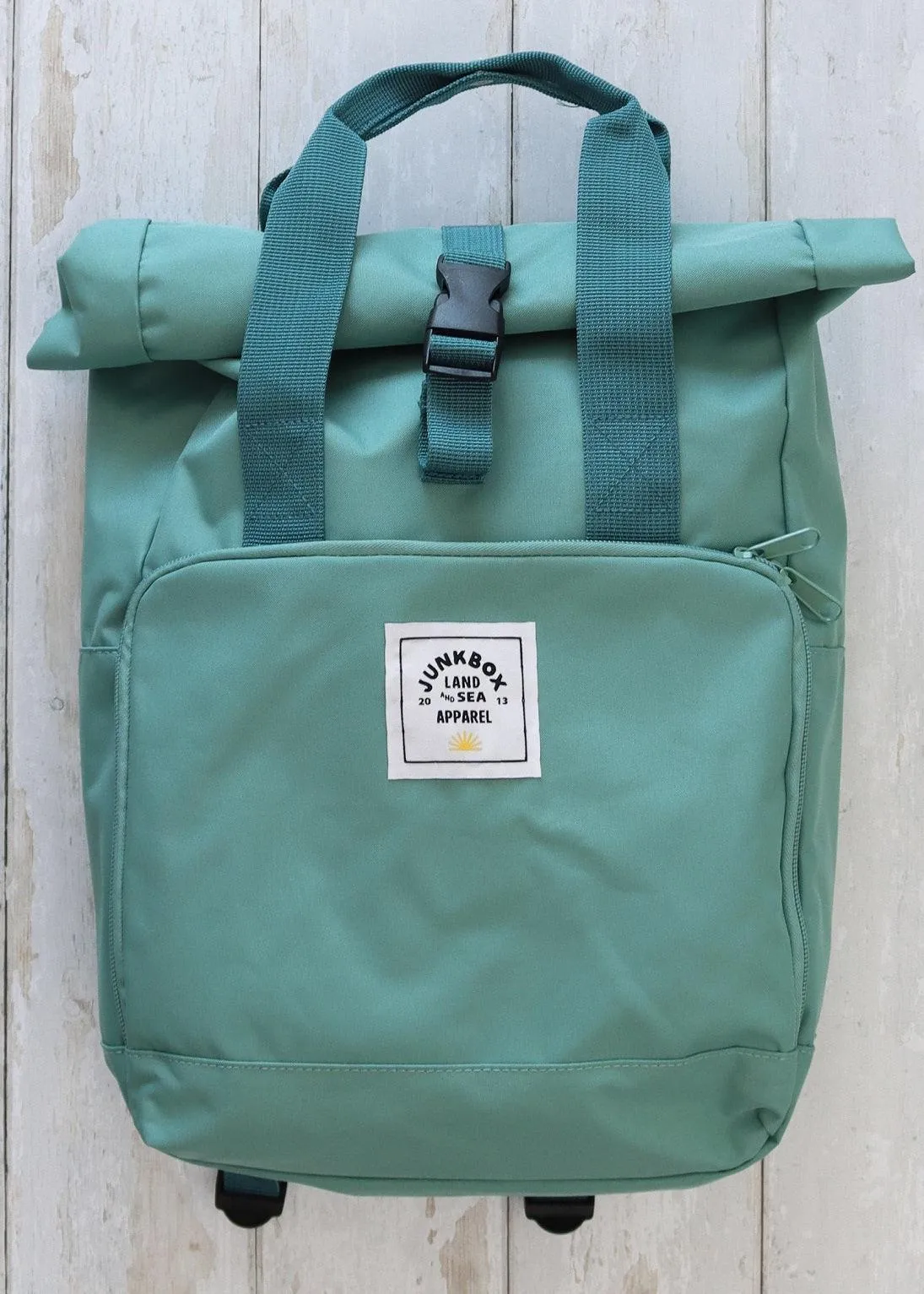 'The Everyday' Recycled Roll-Top Backpack in Sage Green