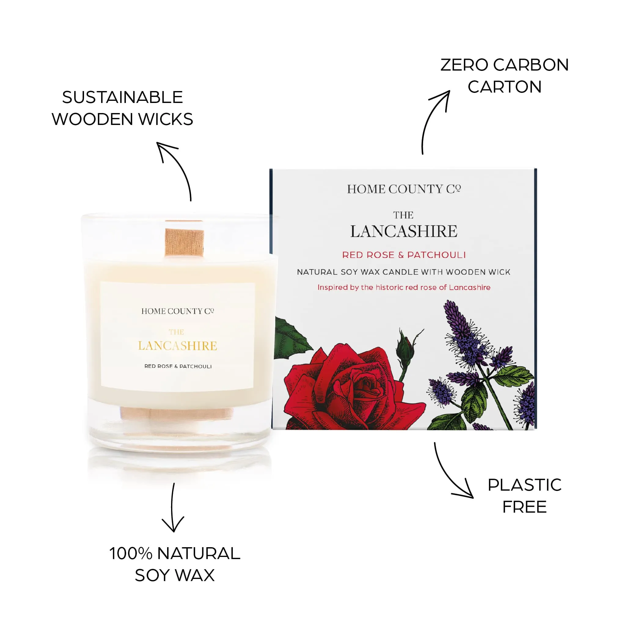 The Lancashire - Red Rose and Patchouli Candle