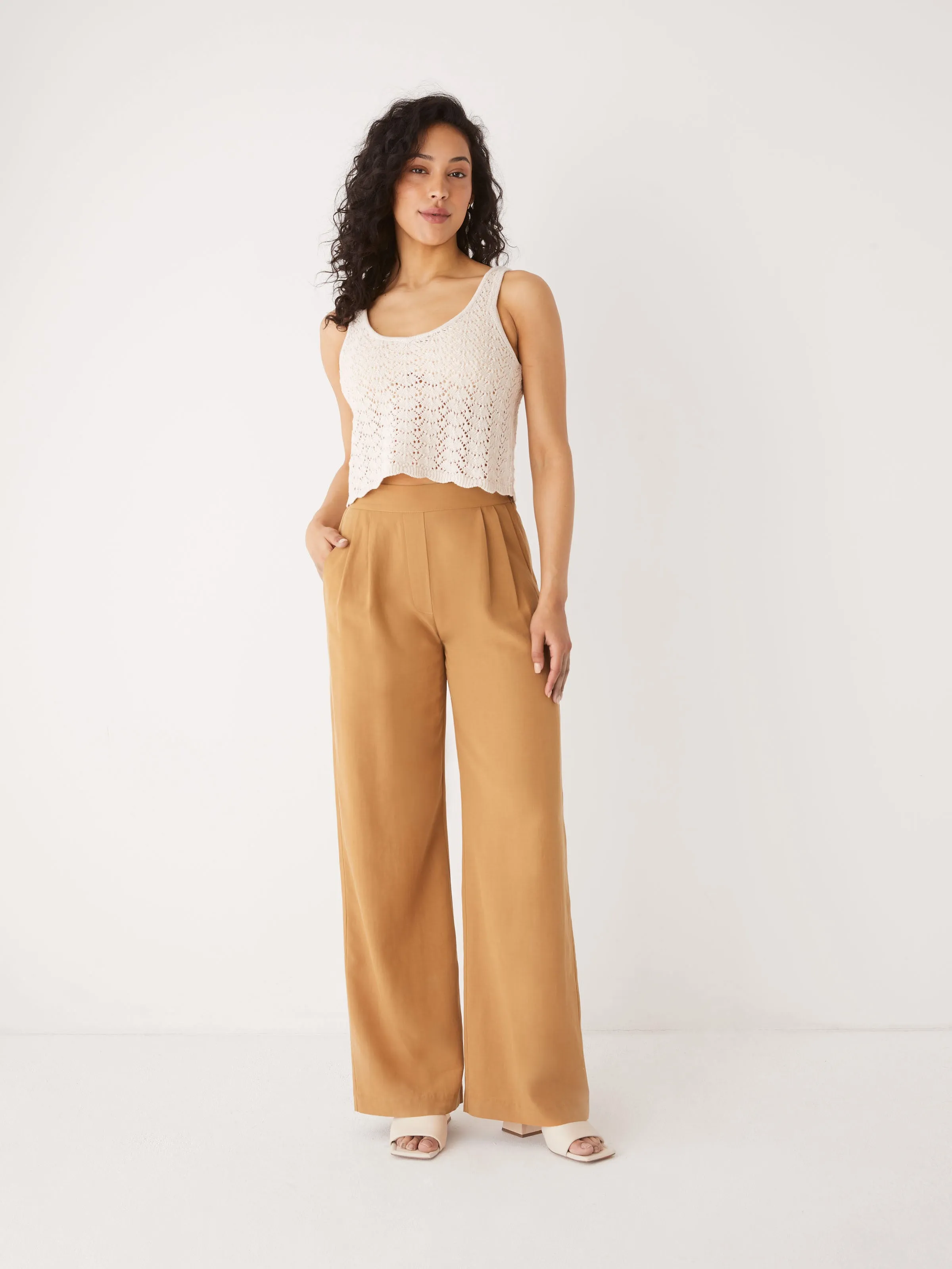 The Sally Wide Leg Fluid Pant in Ginger