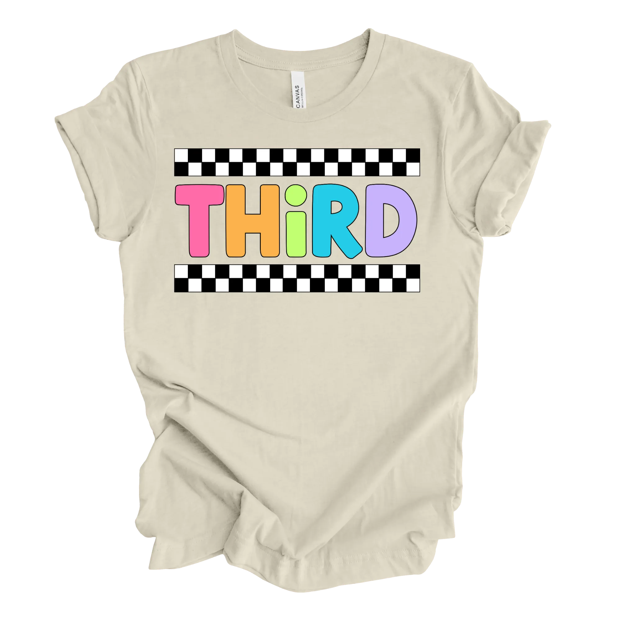 Third Grade Retro Rainbow Tee