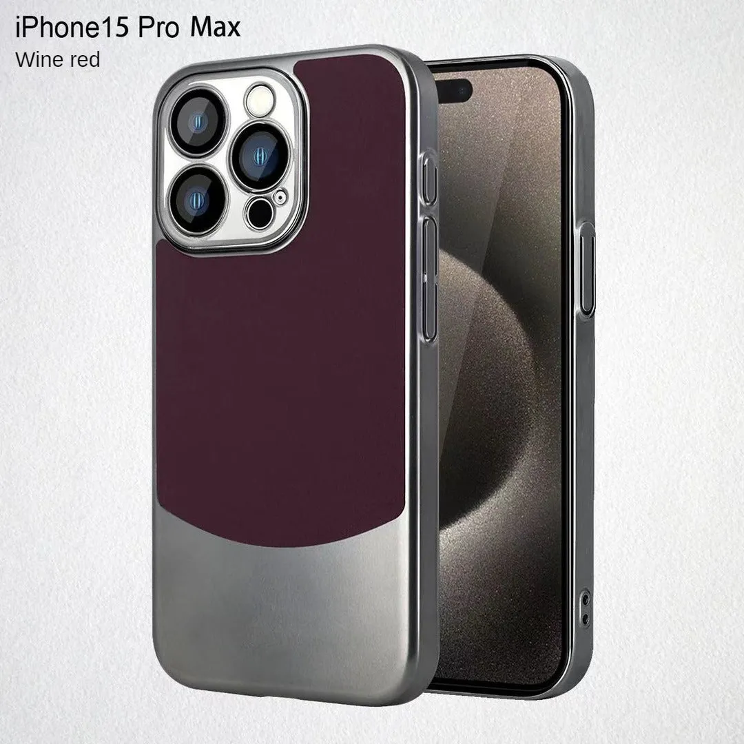 Titanium Gold Paint Magnetic Absorption Phone Case with Integrated Lens Film for iPhone