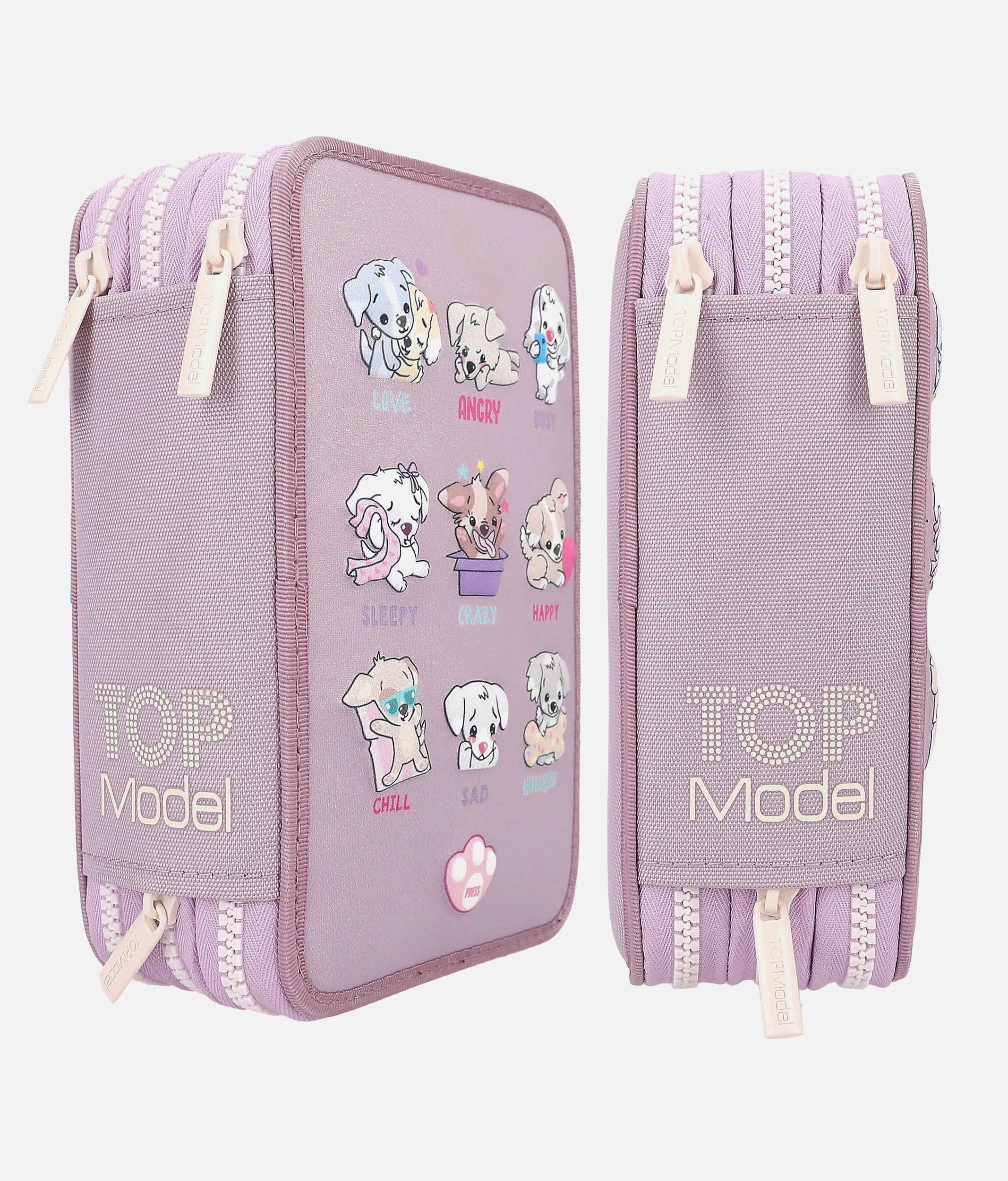 TOPModel Triple Pencil Case, LED Dogs Mood Barometer - 0012843