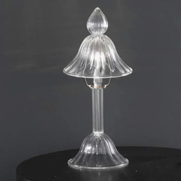 Transparent Italian Glass Table Lamp In The Venetian Style