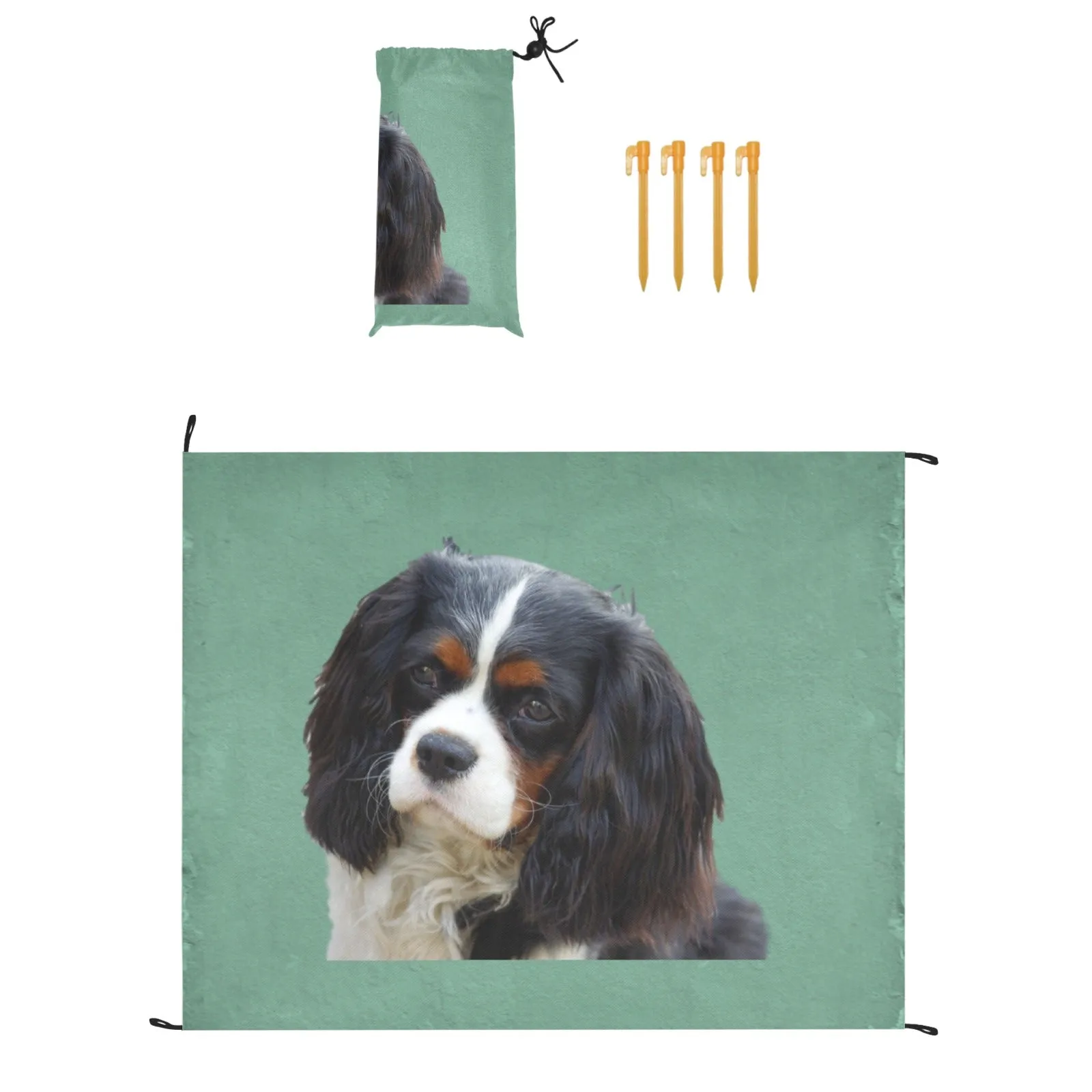 Tri Cavalier King Charles Spaniel Picnic Mat