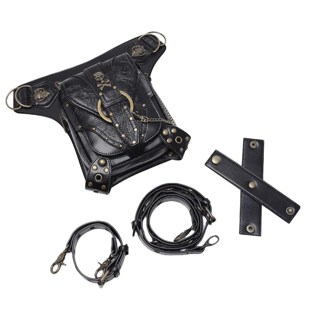 Unisex Steampunk Skull Buckle Waist Bag