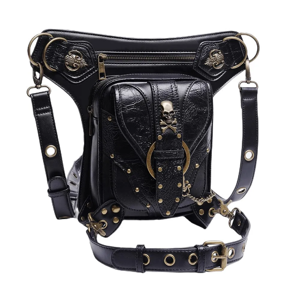 Unisex Steampunk Skull Buckle Waist Bag