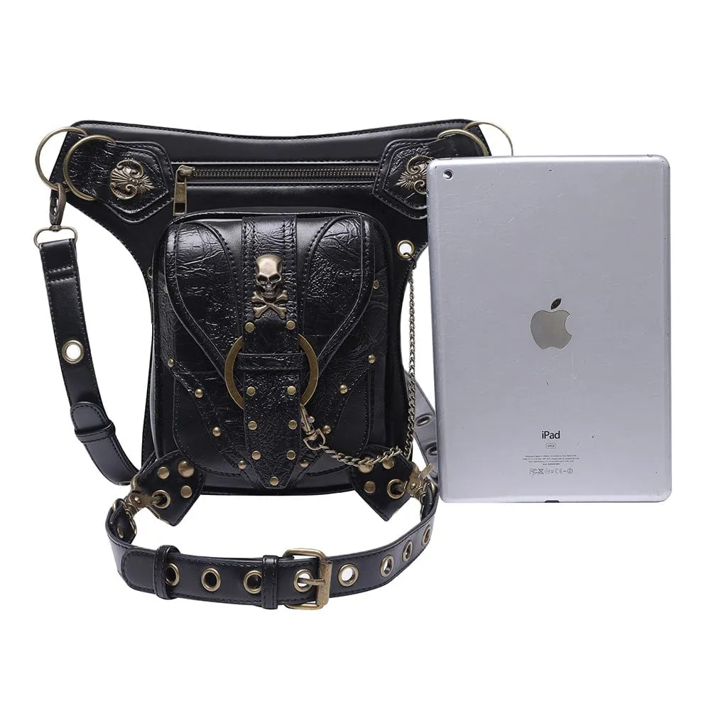 Unisex Steampunk Skull Buckle Waist Bag