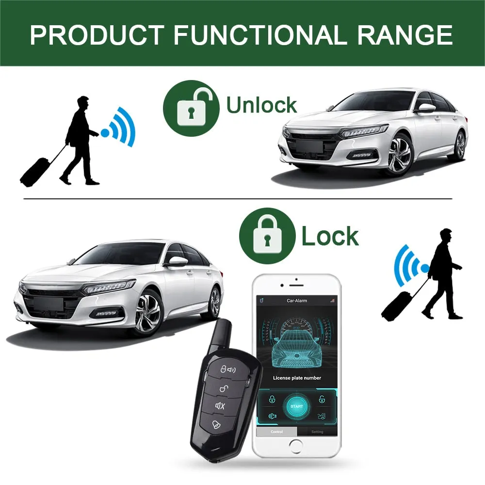 Universal Car Alarm Systems Auto Remote Contral Kit