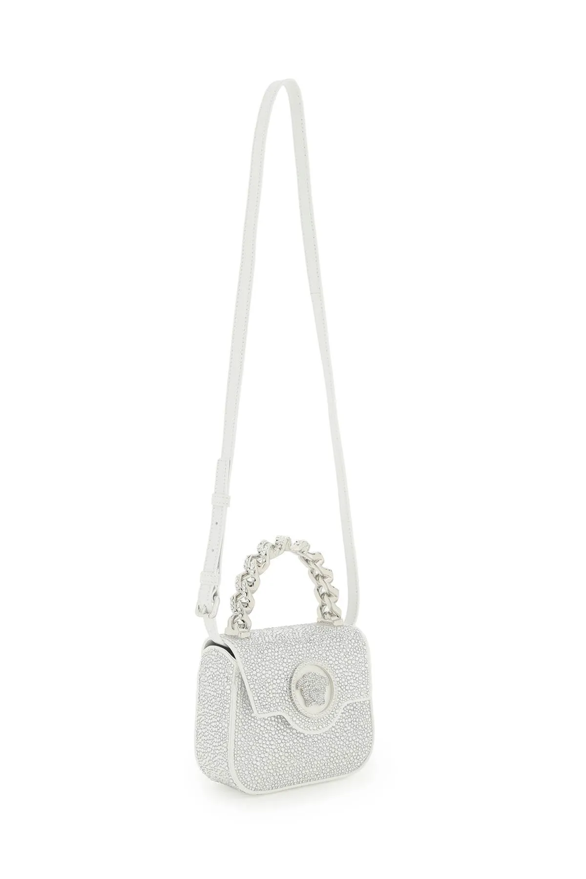 Versace La Medusa Handbag With Crystals Silver