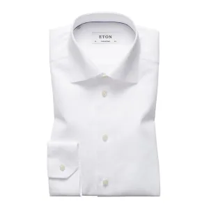 White Textured Twill Contemporary Fit Shirt