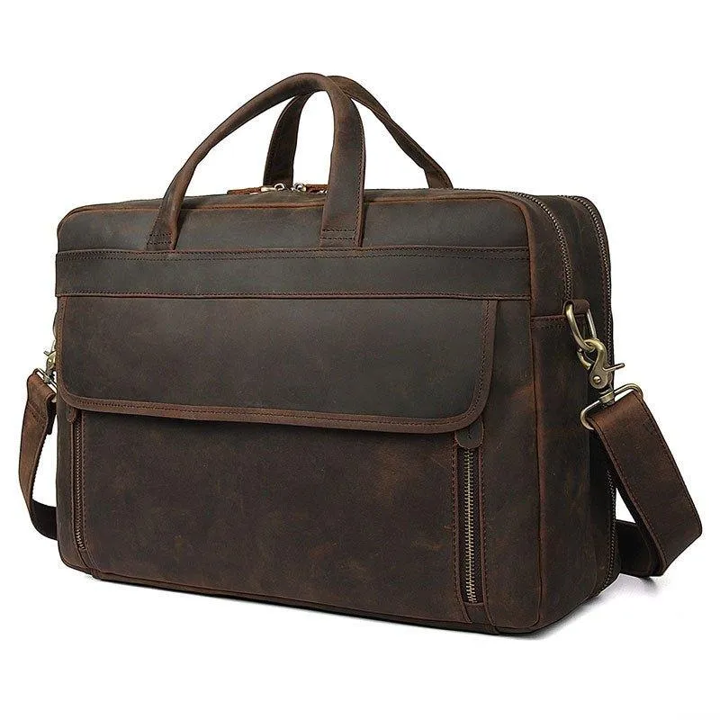 Woosir 17 Inches Vintage Leather Briefcase for Men