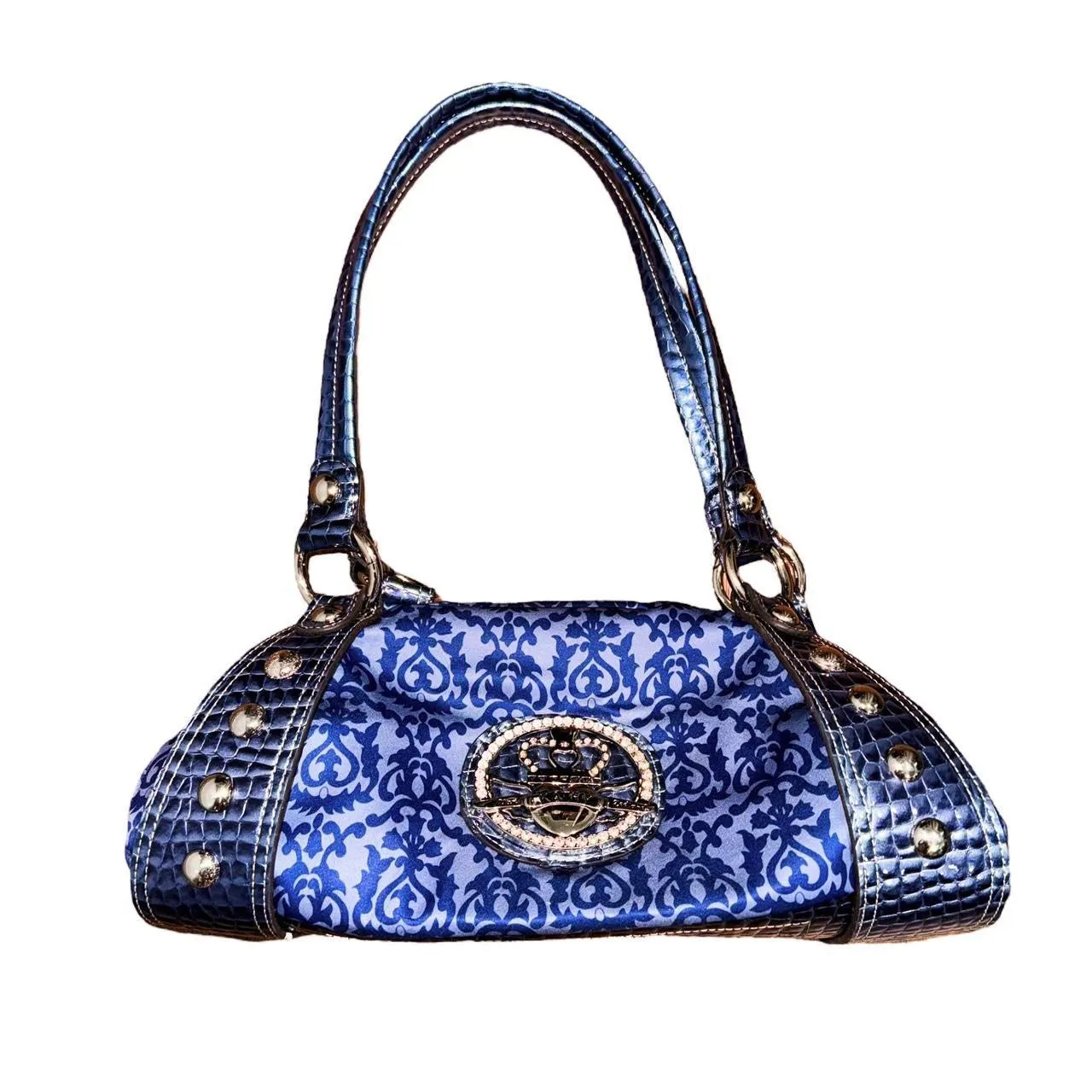 Y2K Studded Damask Shoulder Bag